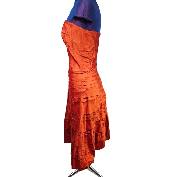 NWT Christiane Celle Calypso Iridescent Orange Tiered Midi Dress Size 10 K67‎ - Picture 3 of 12